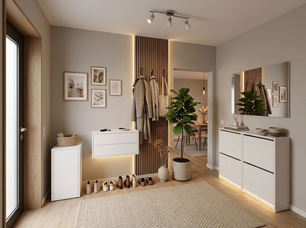 Hallway interior in Scandinavian style — photo by GenRoom AI