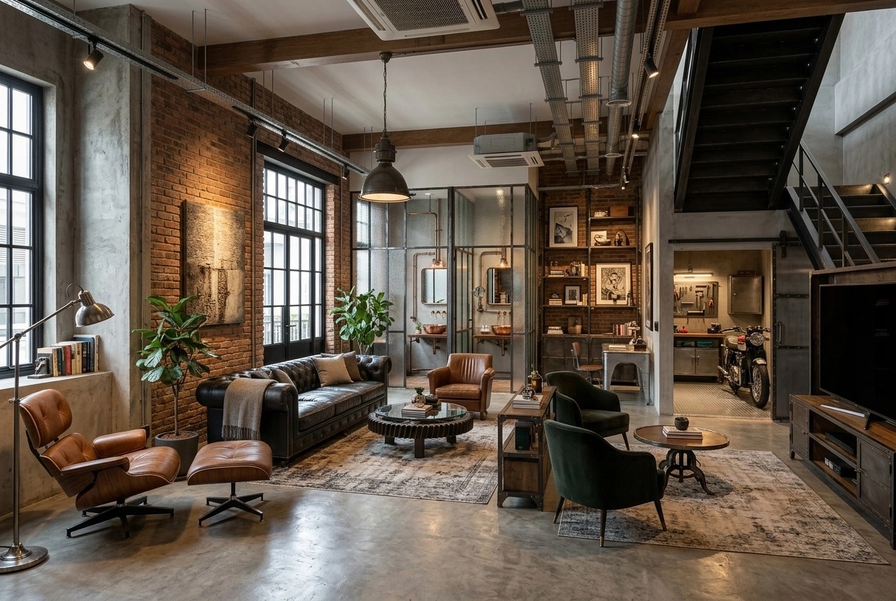 Interior design in Loft / Industrial style — Living Room by GenRoom AI