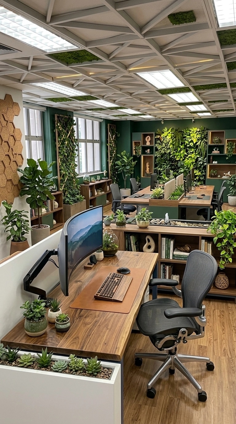 Office interior in Biophilic style — photo by GenRoom AI