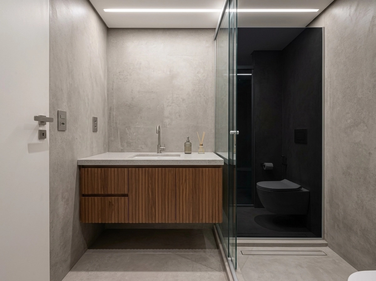 Bathroom interior in Minimalism style — photo by GenRoom AI