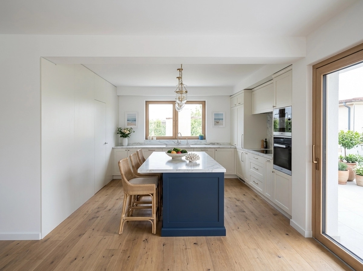 Kitchen interior in Coastal / Hamptons style — photo by GenRoom AI