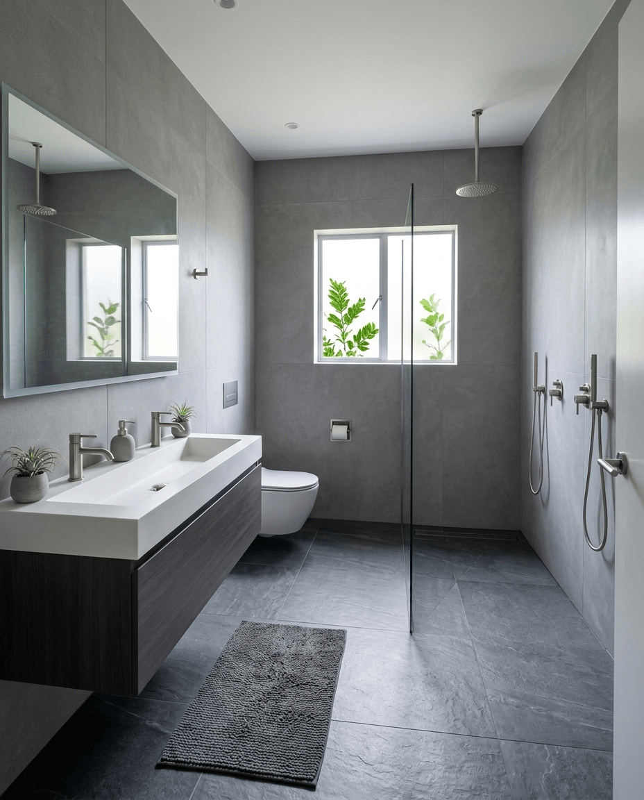 Bathroom interior in Minimalism style — photo by GenRoom AI