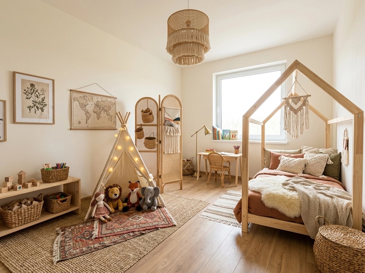 Bohemian Chambre d'Enfant design — interior photo by GenRoom AI