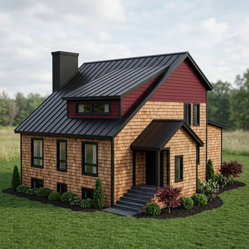 Facade design in Barnhouse Facade style — photo by GenRoom AI