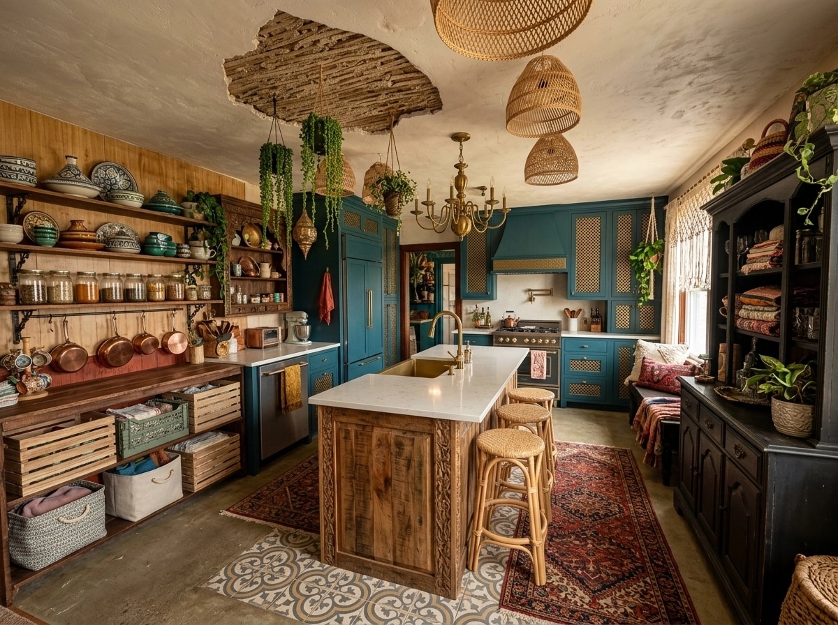 Kitchen interior in Bohemian style — photo by GenRoom AI