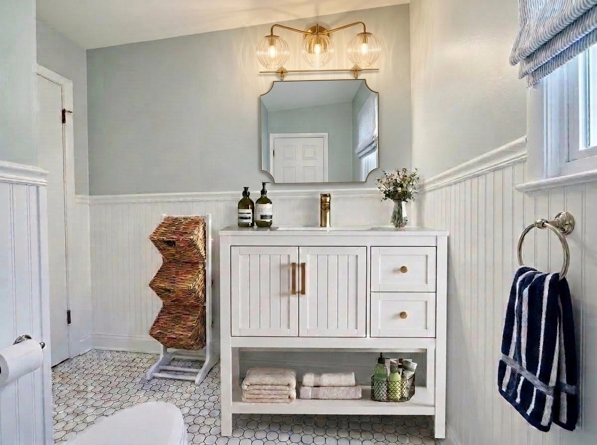 Interior design in Coastal / Hamptons style — Bathroom by GenRoom AI