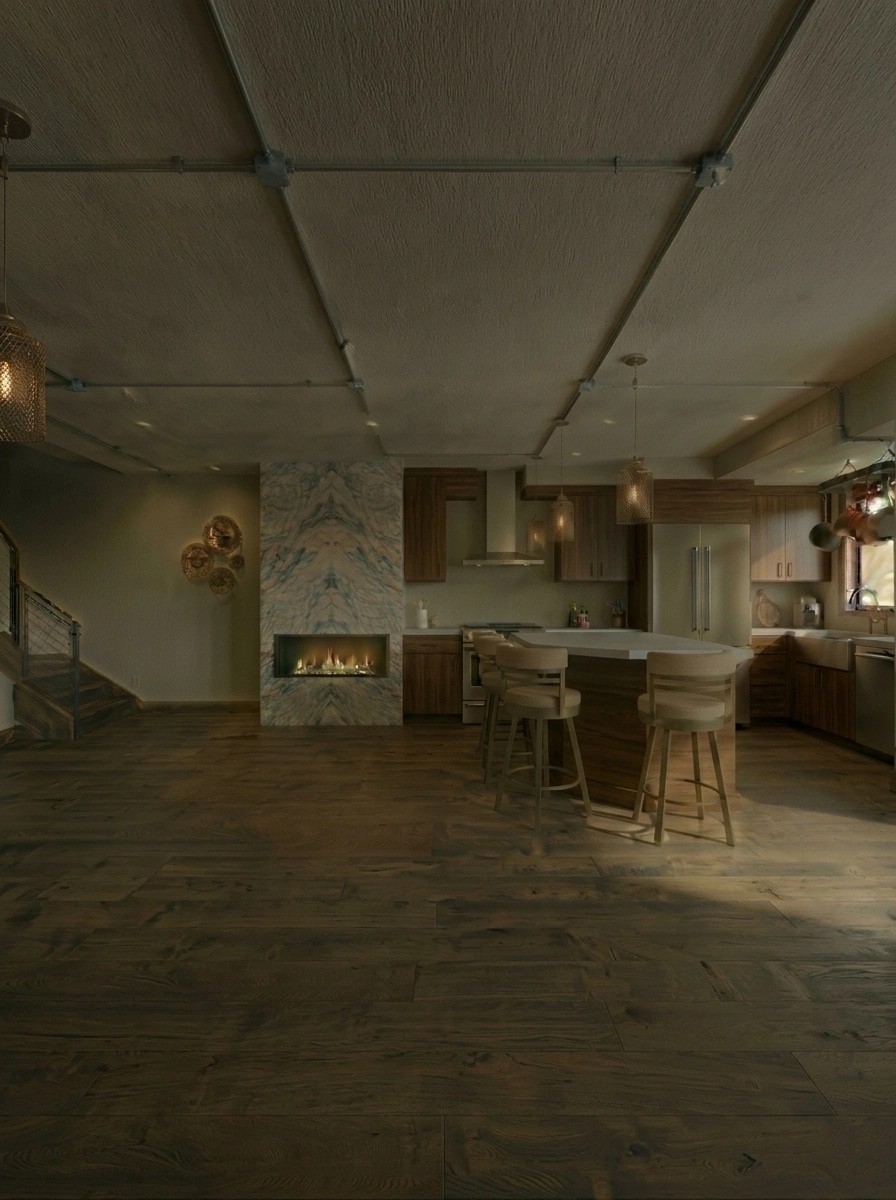 Interior desain di Loft / Industrial gaya — Dapur oleh GenRoom AI