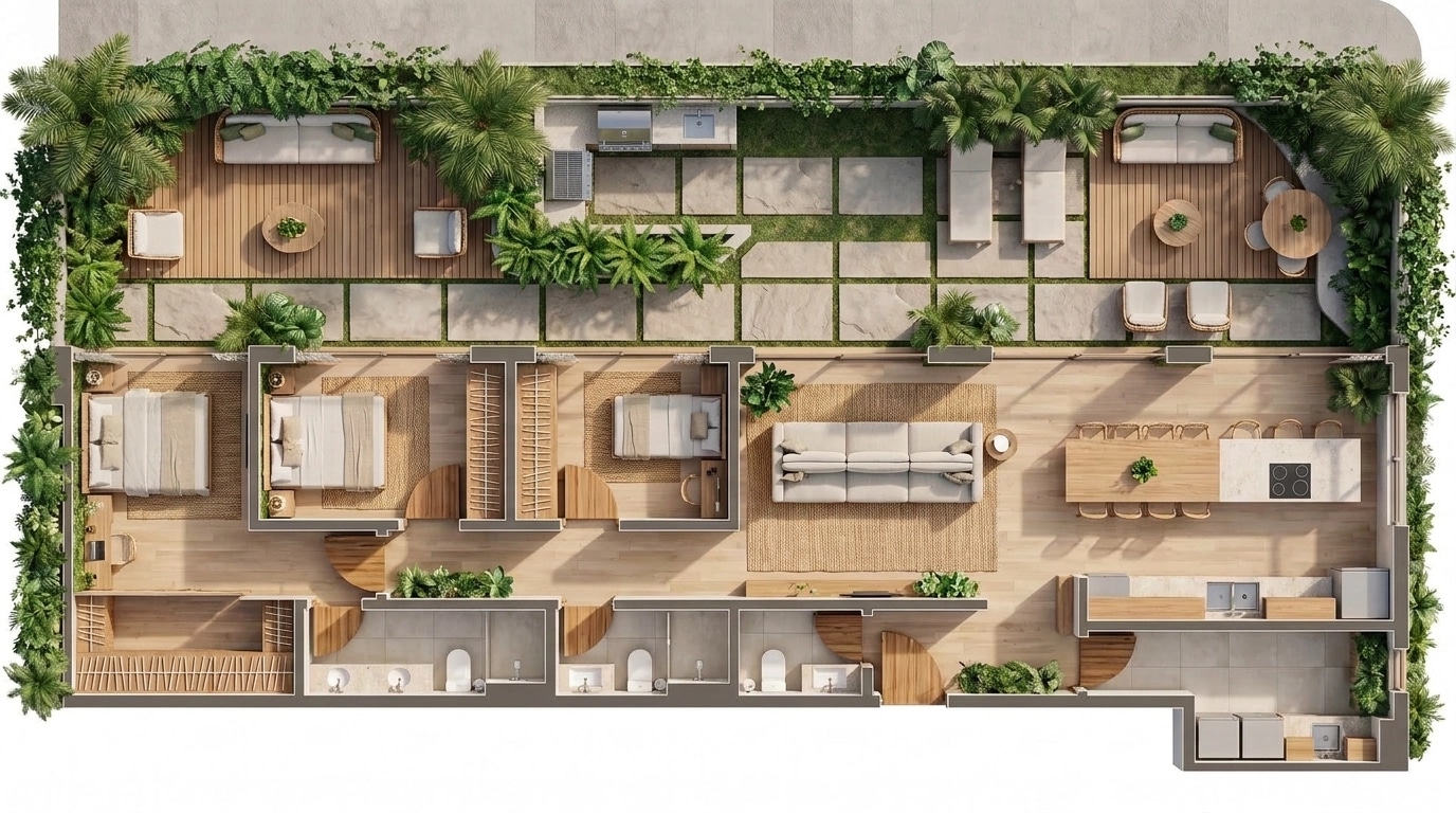 Biophilic Living Room design — interior photo by GenRoom AI
