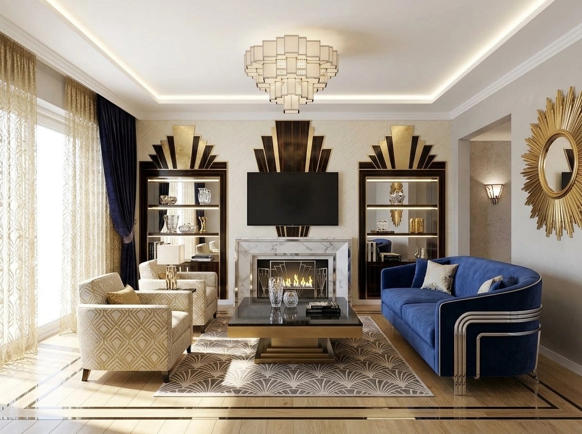 Interior design in Art Deco style — Living Room by GenRoom AI