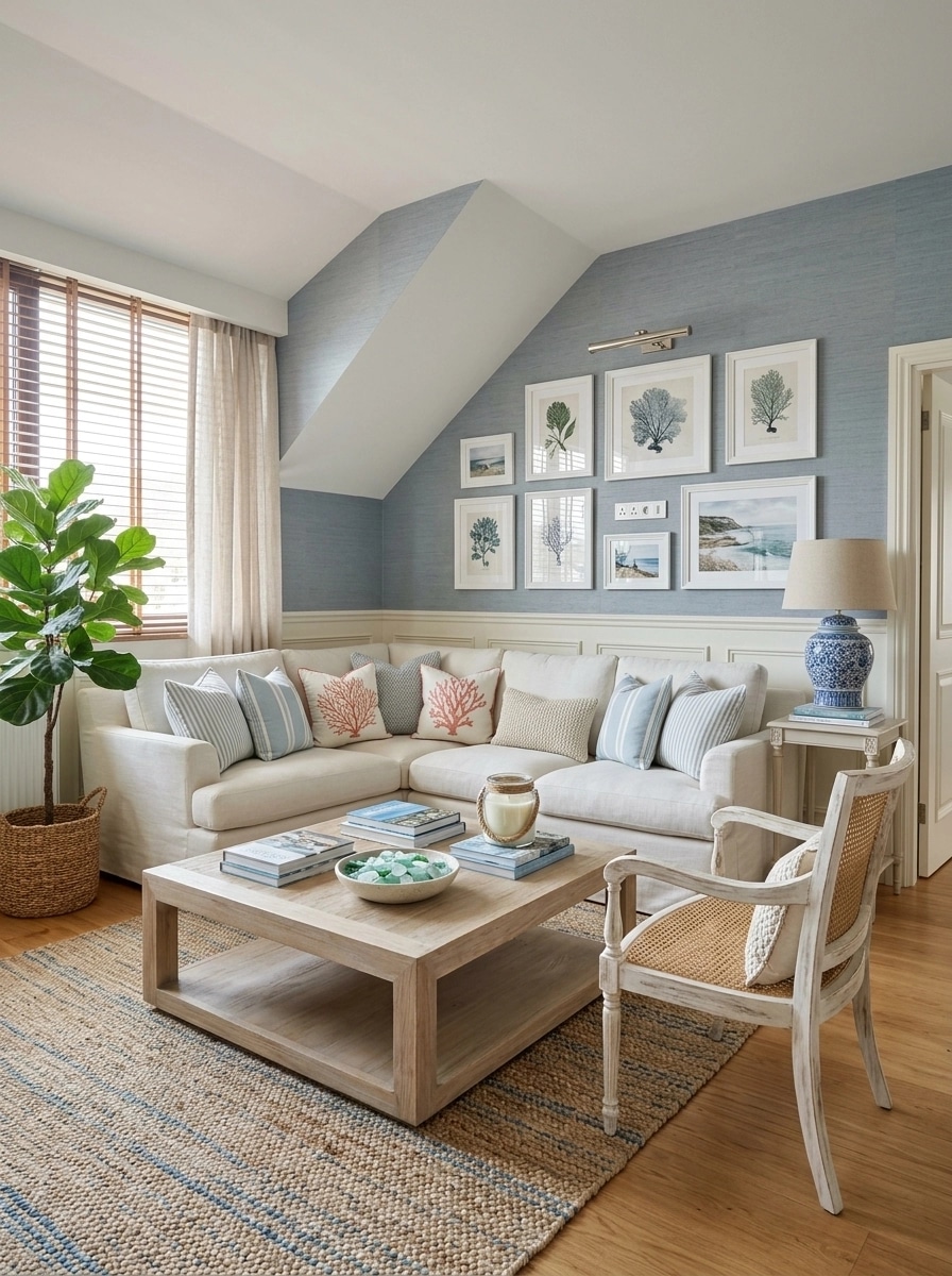 Interior design in Coastal / Hamptons style — Living Room by GenRoom AI