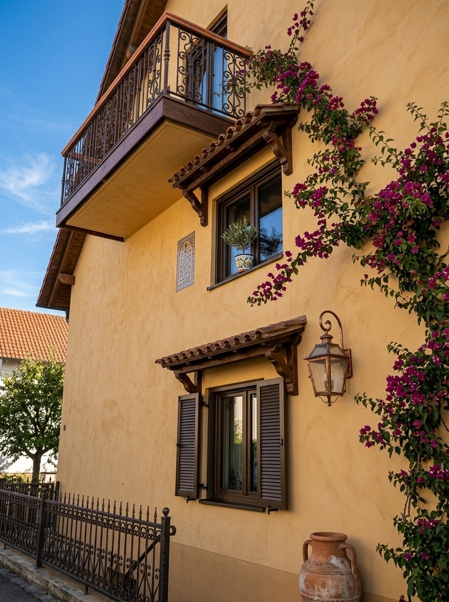 Facade design in Mediterranean Facade style — photo by GenRoom AI