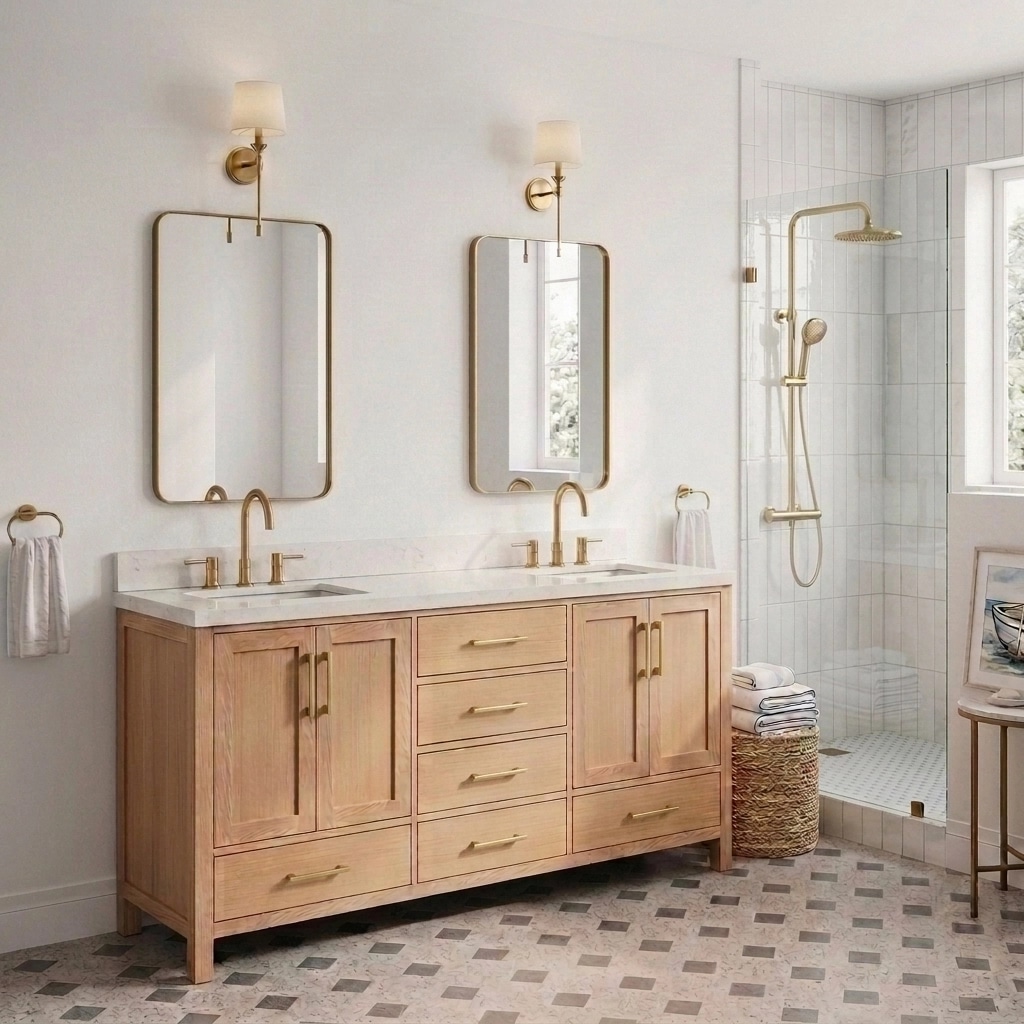 Interior desain di Coastal / Hamptons gaya — Kamar Mandi oleh GenRoom AI