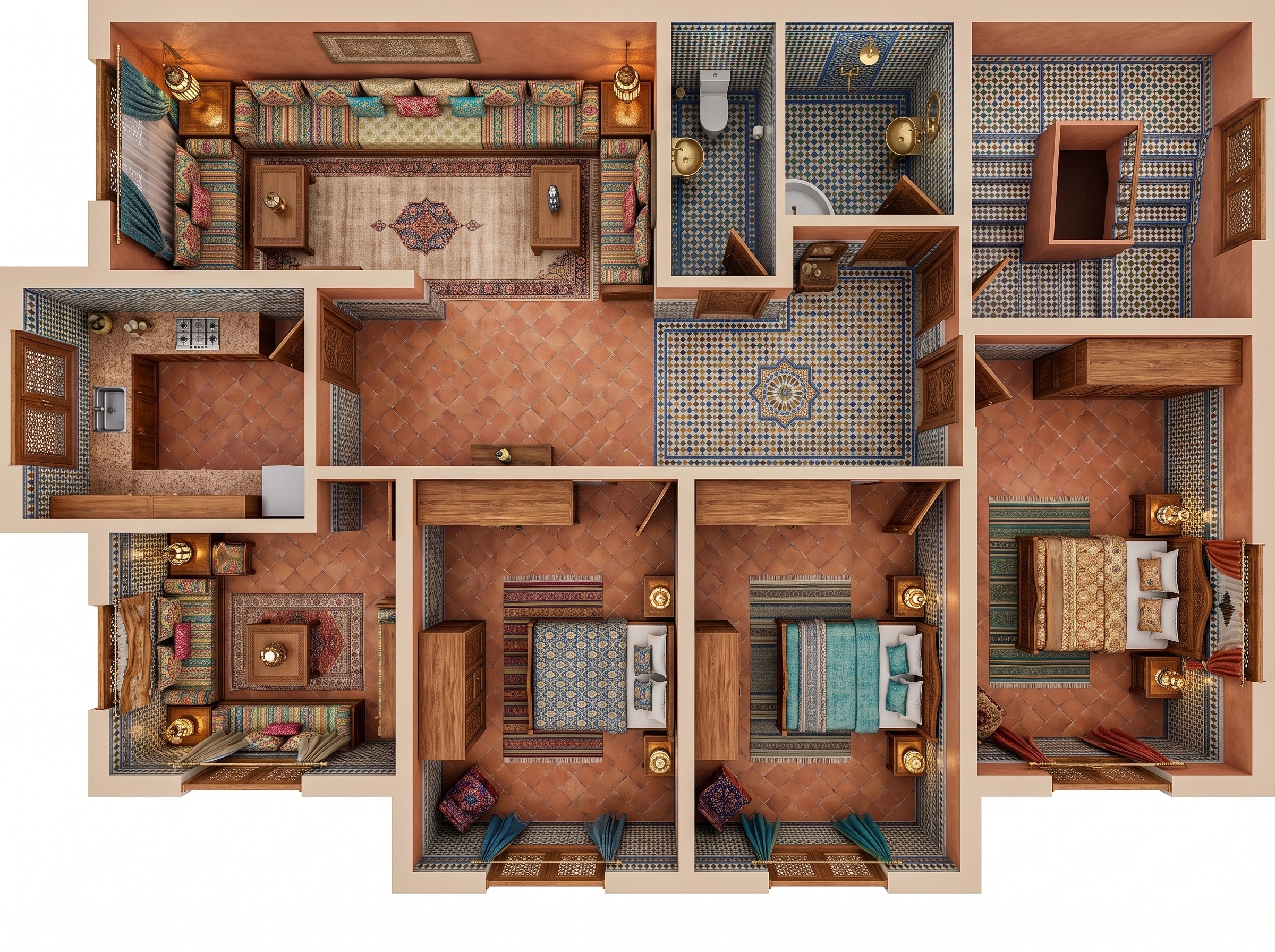 Interior design in Arabian / Moroccan style — Living Room by GenRoom AI