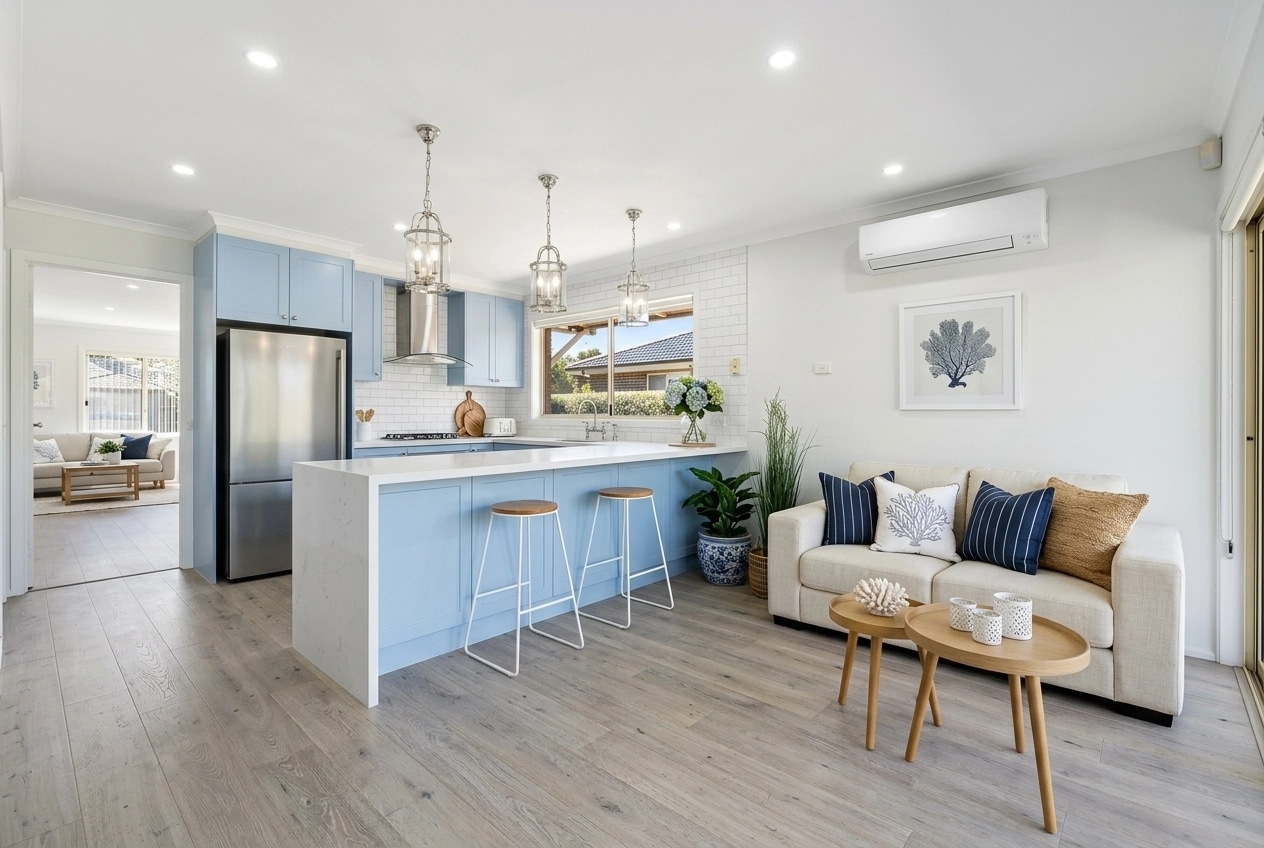 Interior design in Coastal / Hamptons style — Kitchen by GenRoom AI