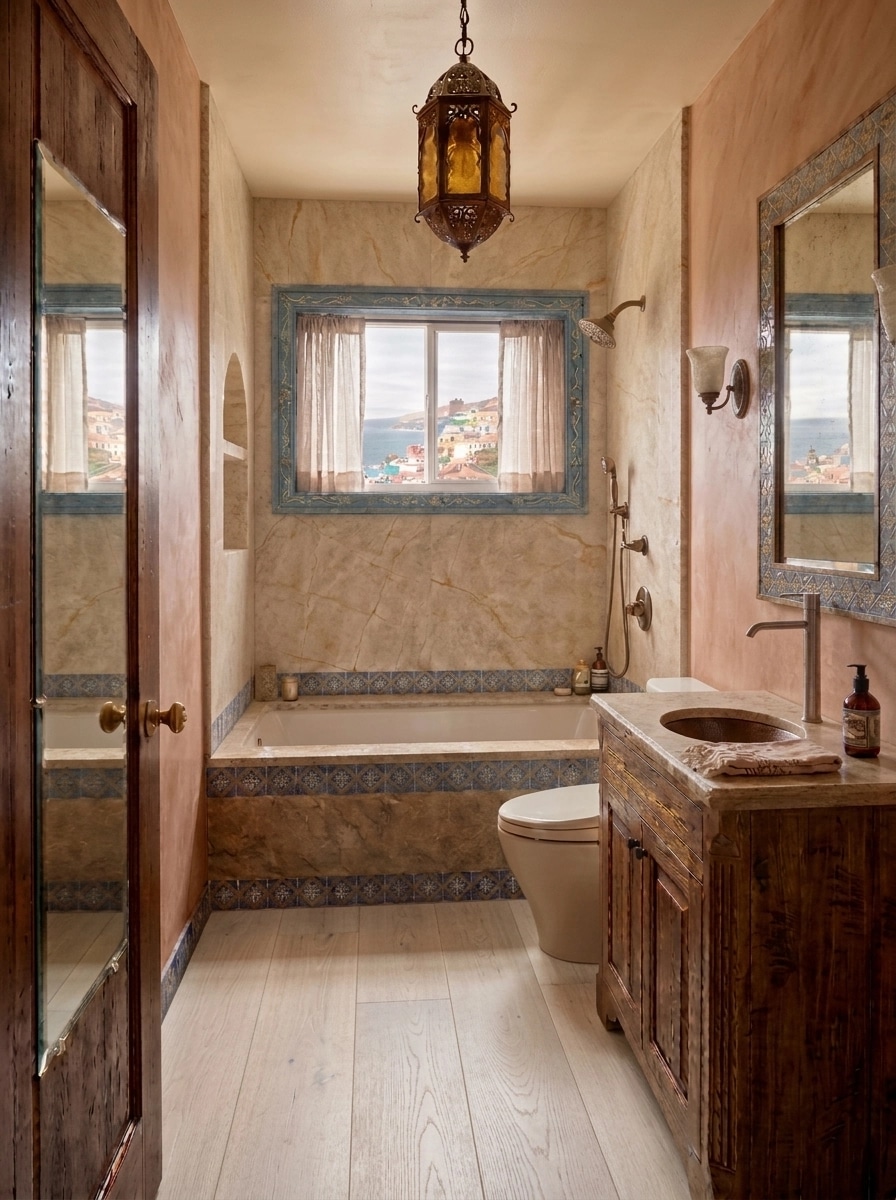 Rustic Bano design — interior photo by GenRoom AI