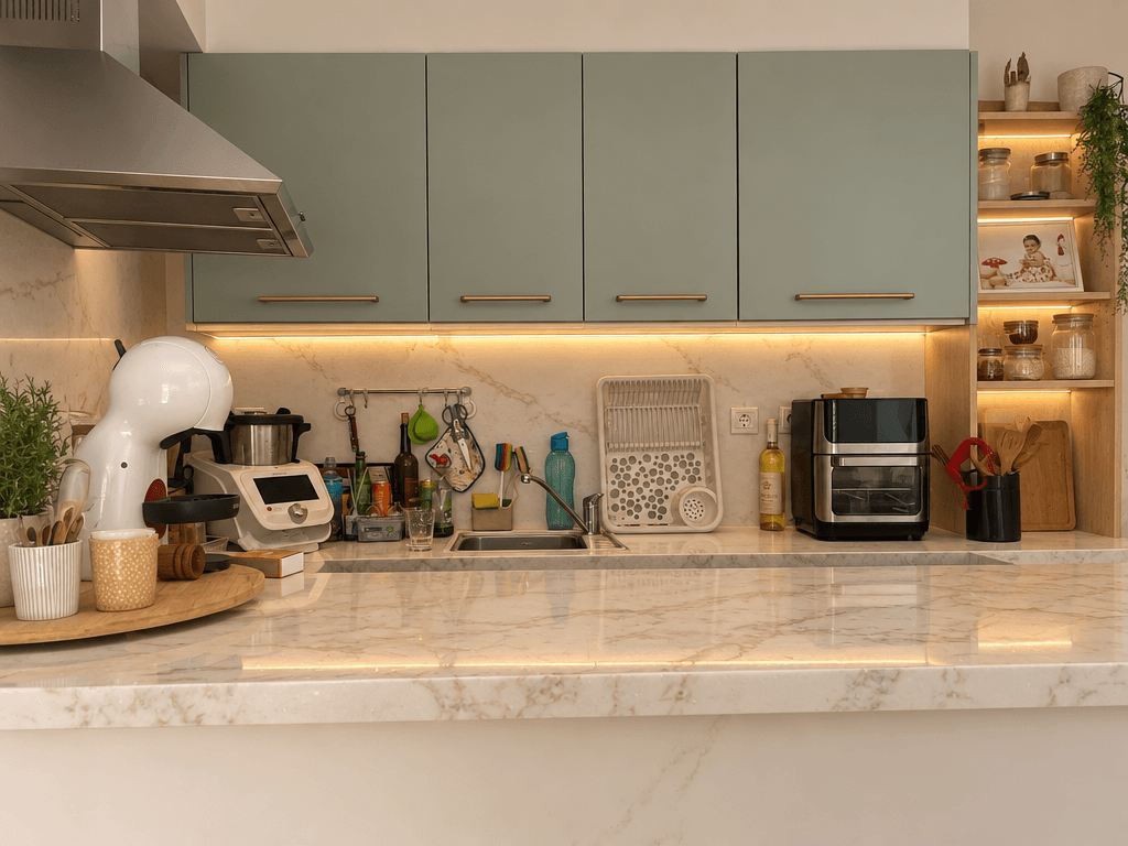 Kitchen interior in Portuguese Modern style — photo by GenRoom AI