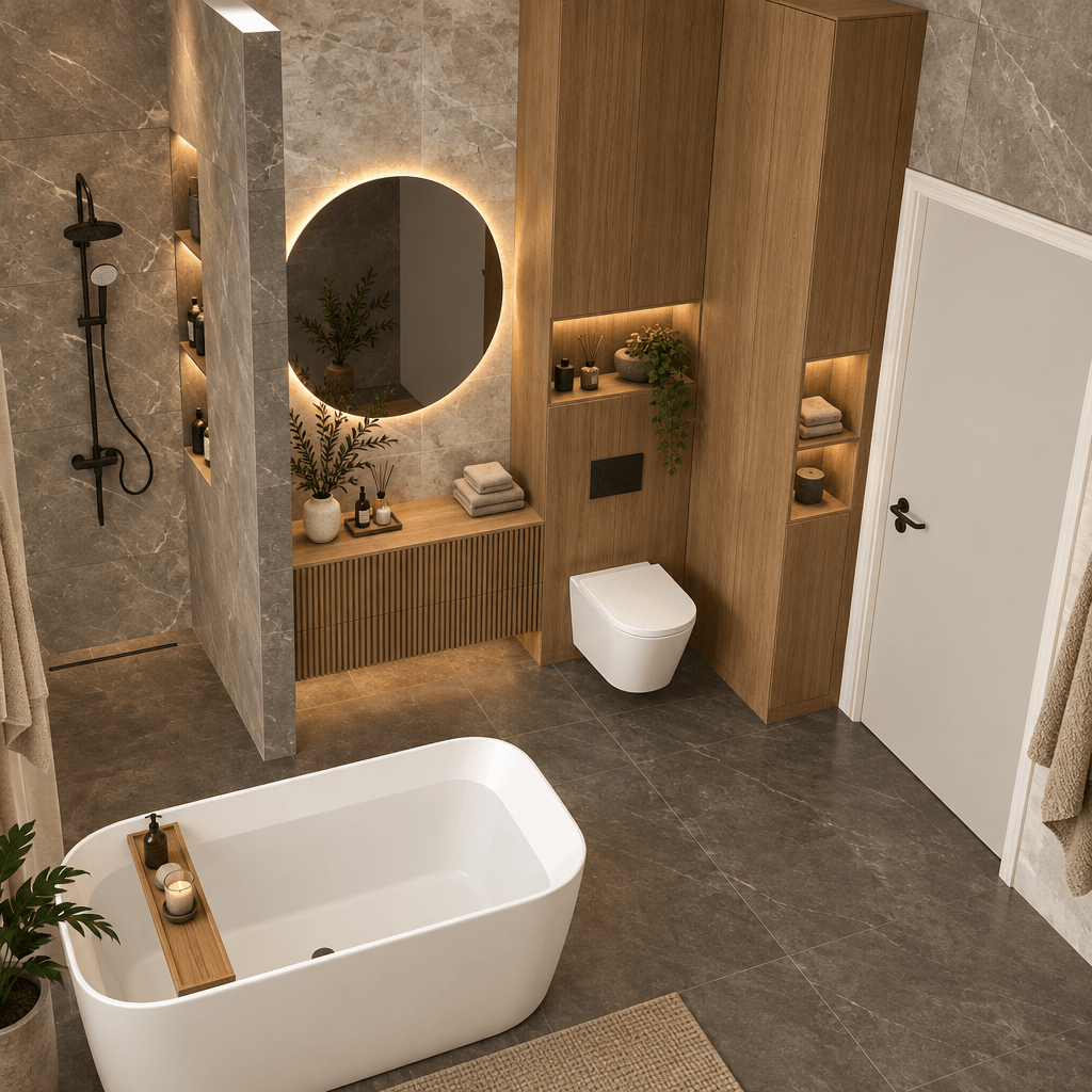 Contemporary Bathroom design — interior photo by GenRoom AI
