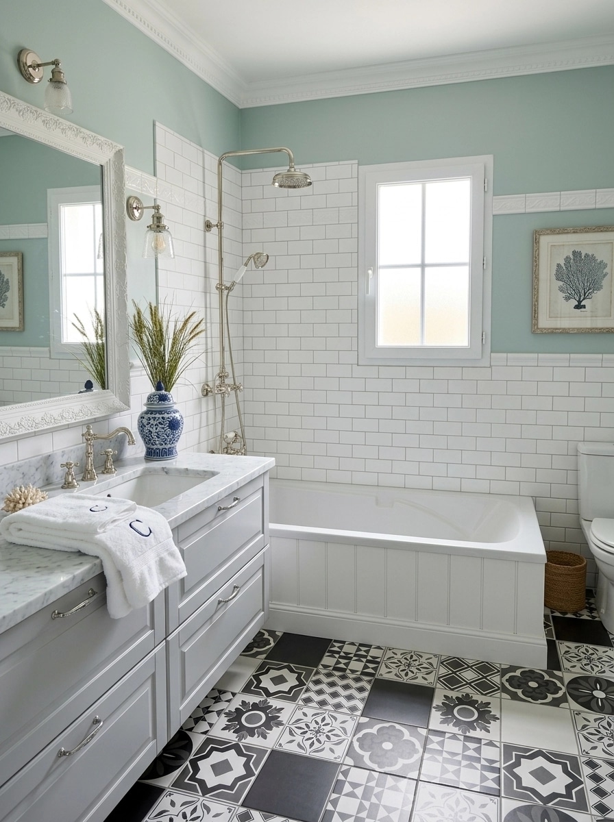 Bathroom interior in Coastal / Hamptons style — photo by GenRoom AI