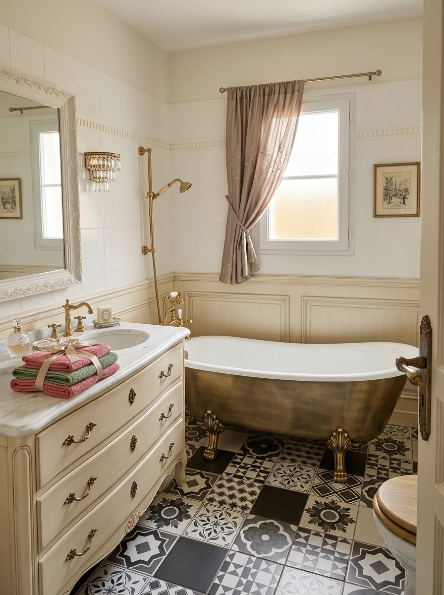 Interior design in French Parisian style — Bathroom by GenRoom AI