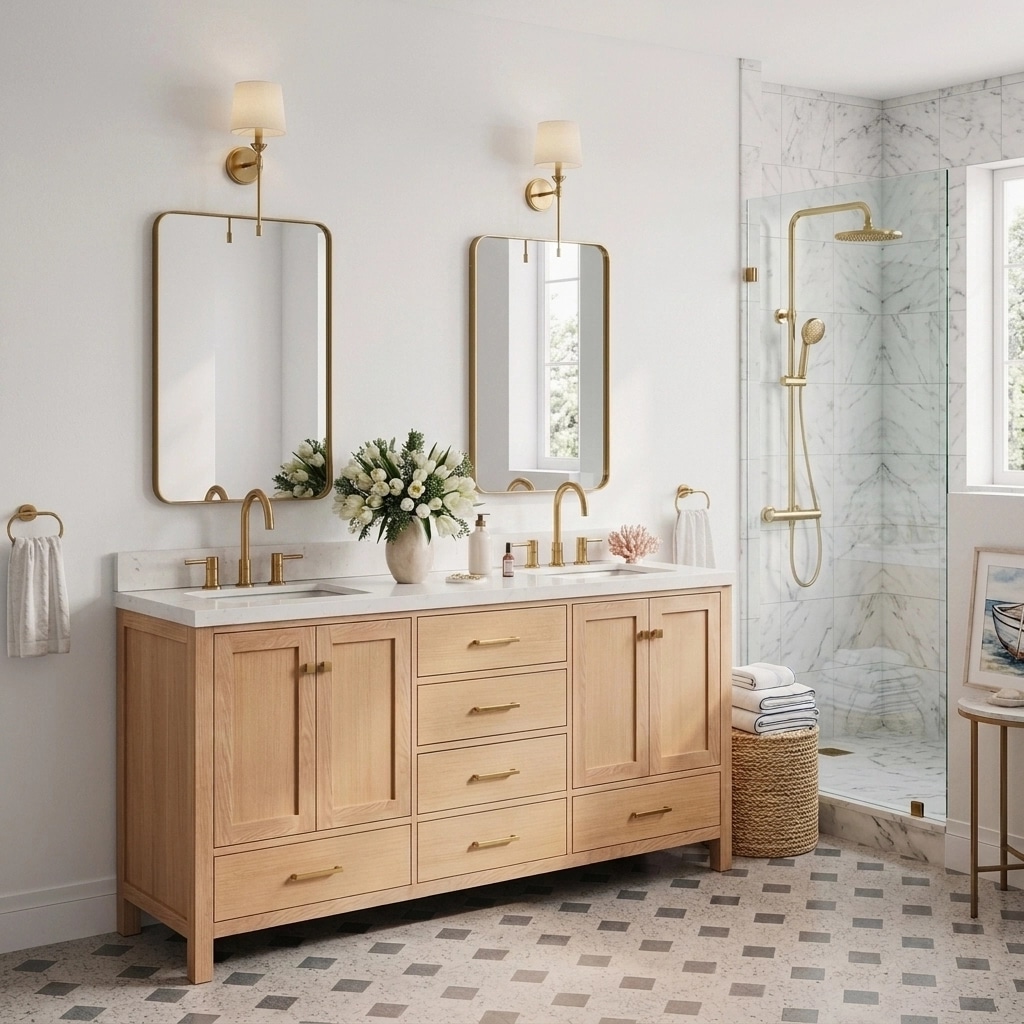 Interior design in Coastal / Hamptons style — Bathroom by GenRoom AI
