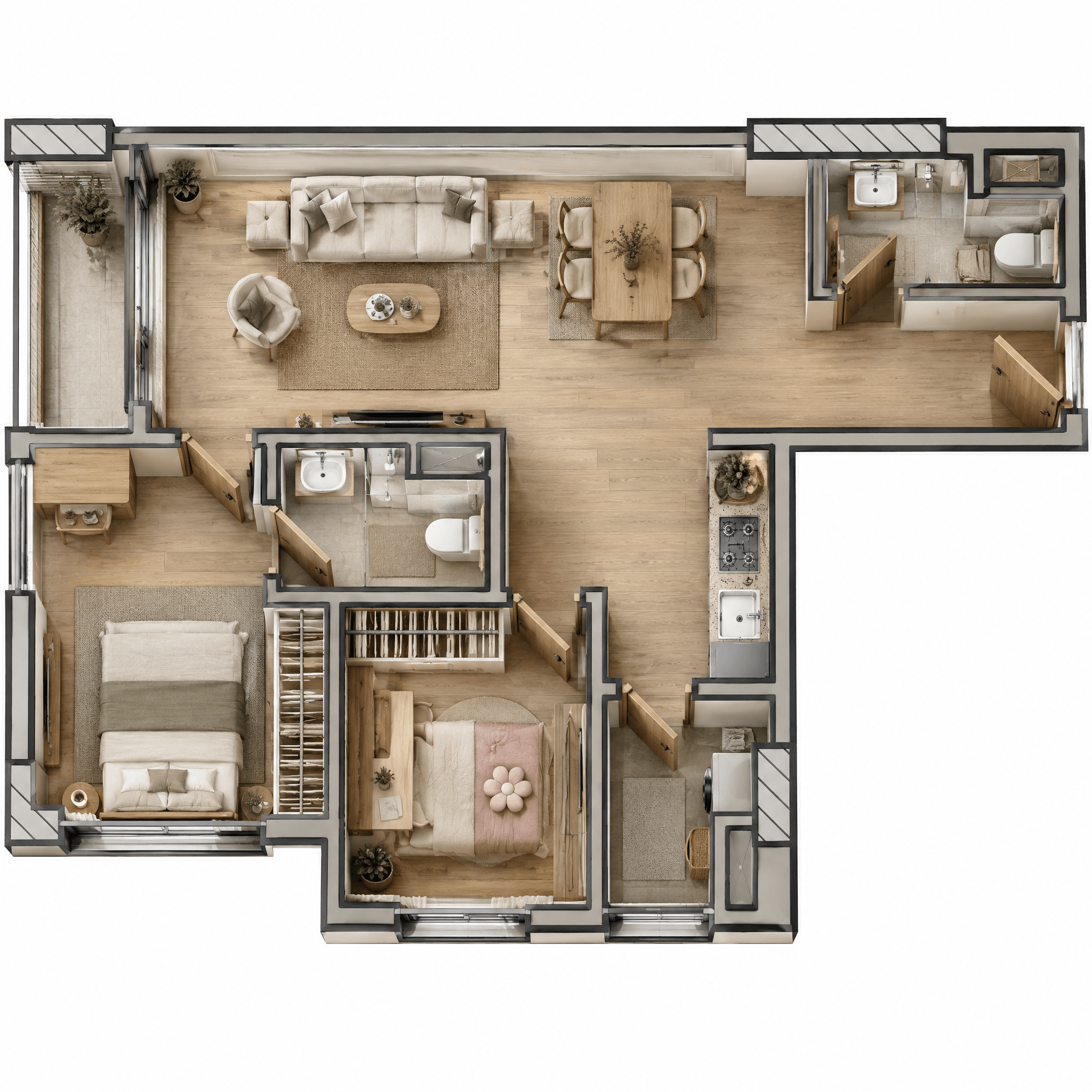 Japandi Living Room design — interior photo by GenRoom AI
