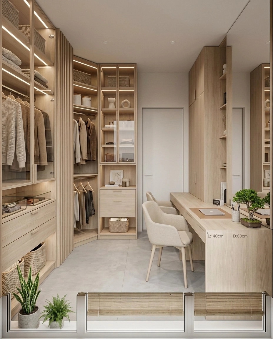 Design de interiores em estilo Japandi — wardrobe por GenRoom AI