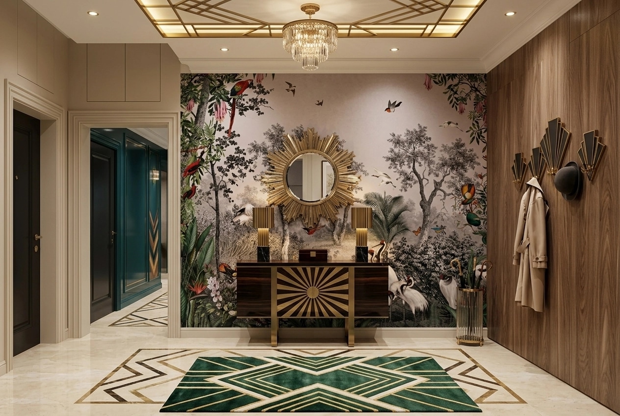 Hallway interior in Art Deco style — photo by GenRoom AI