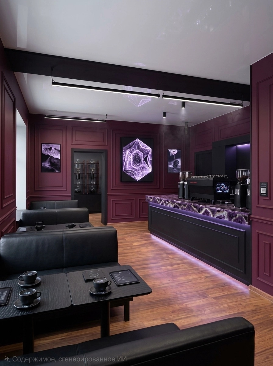 Interior design in Blacktec style — cafe by GenRoom AI
