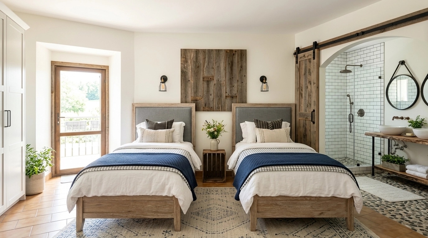 Modern Farmhouse Bedroom design — interior photo by GenRoom AI