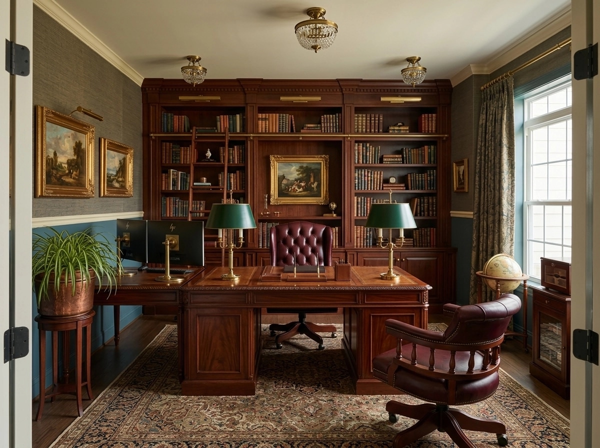 Office interior in British style — photo by GenRoom AI