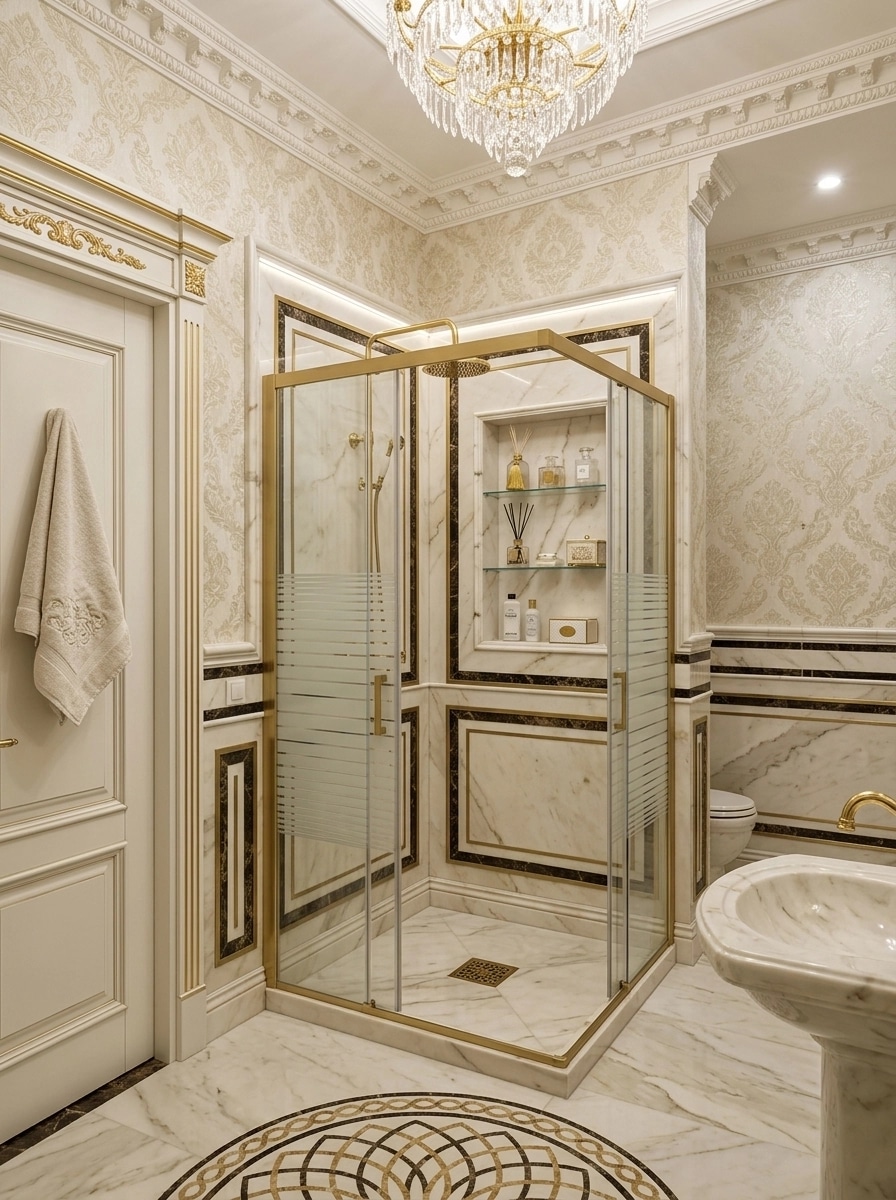 Bathroom interior in Neoclassic style — photo by GenRoom AI