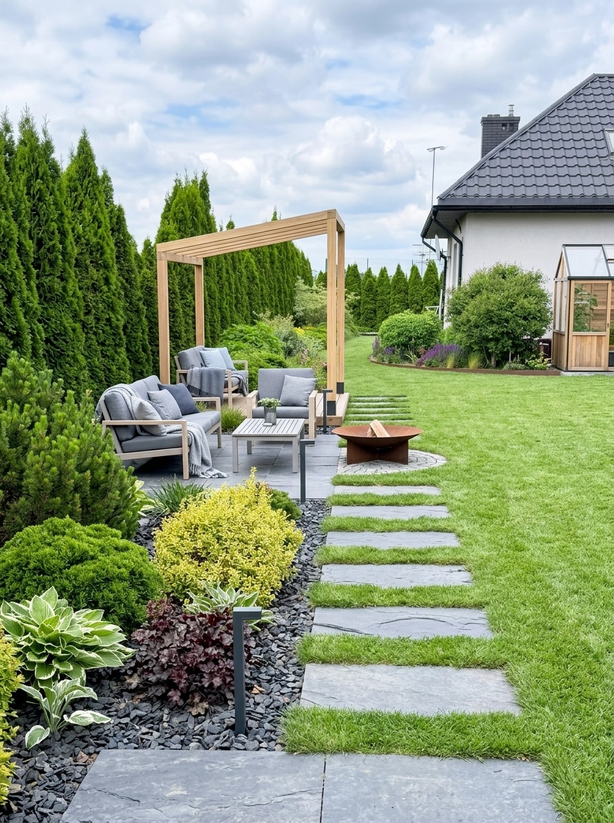 Landscape design in Scandinavian Garden style — Yard by GenRoom AI