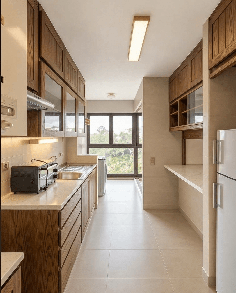 Kitchen interior in Mid-Century Modern style — photo by GenRoom AI