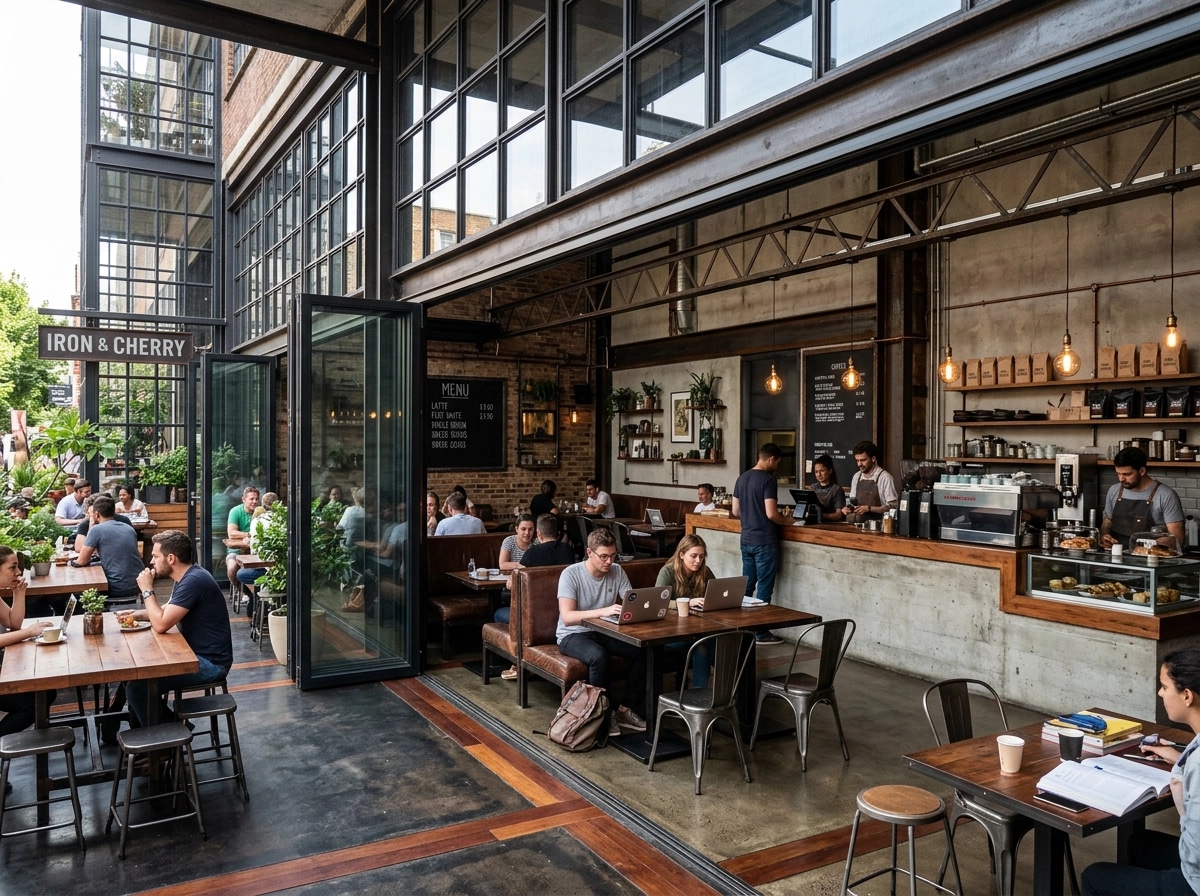 Interior design in Loft / Industrial style — cafe by GenRoom AI