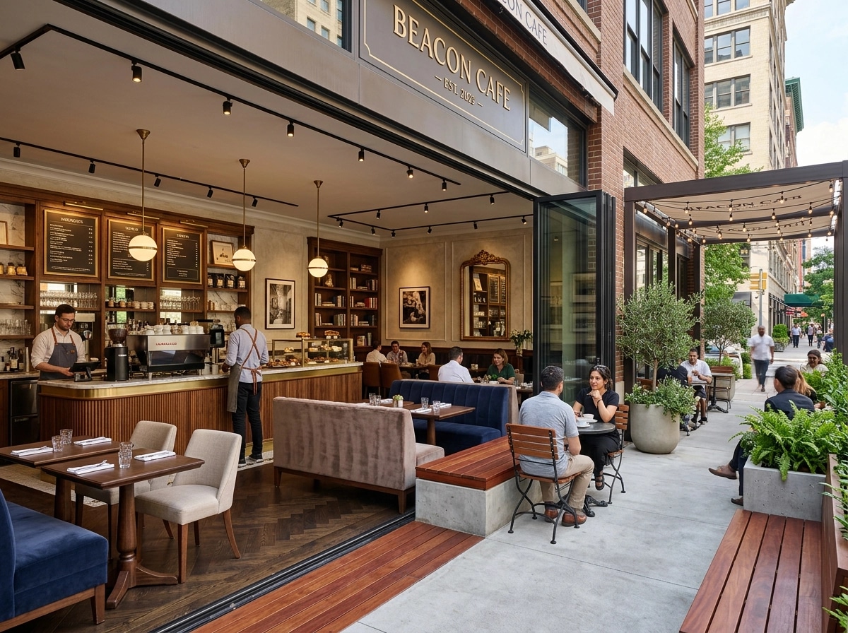 Interior design in Transitional style — cafe by GenRoom AI