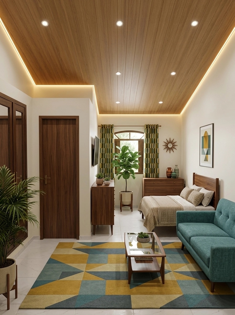 Mid-Century Modern Bedroom design — interior photo by GenRoom AI