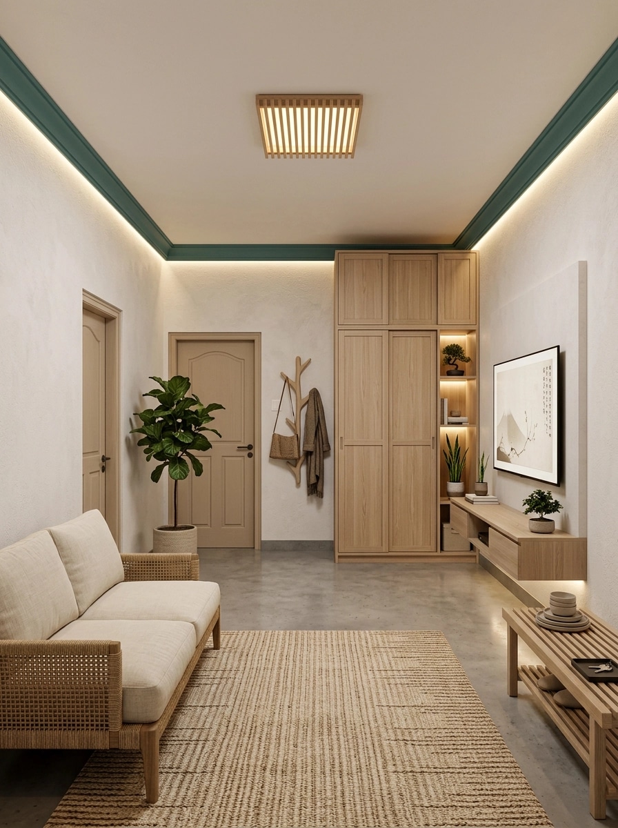 Hallway interior in Japandi style — photo by GenRoom AI
