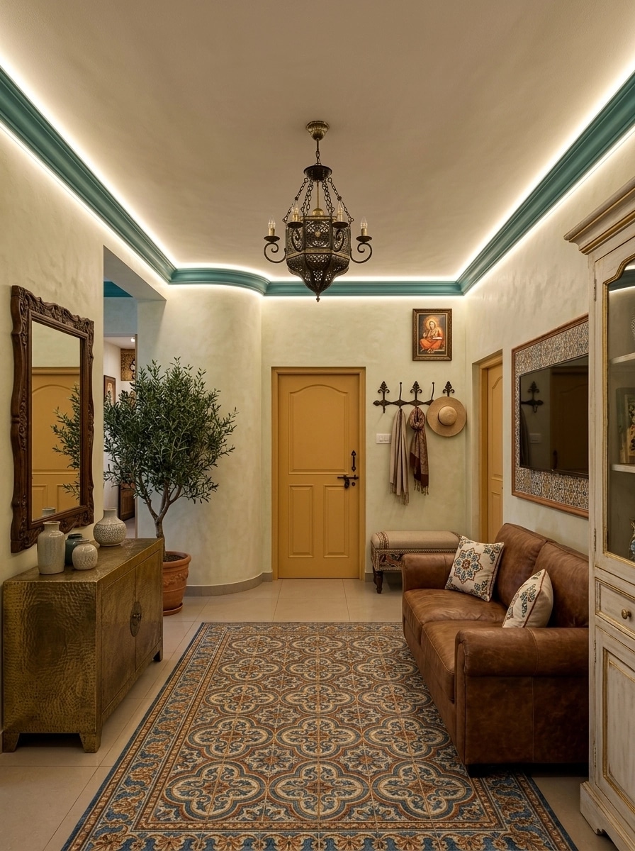 Hallway interior in Mediterranean style — photo by GenRoom AI