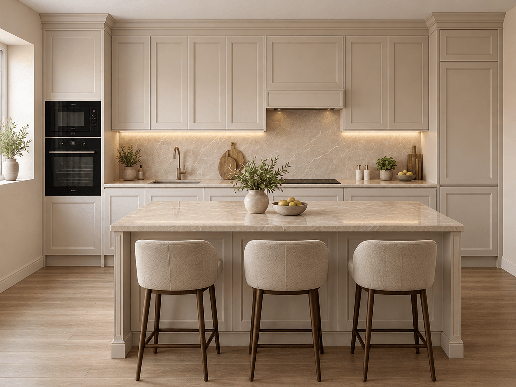 Kitchen interior in Neoclassic style — photo by GenRoom AI