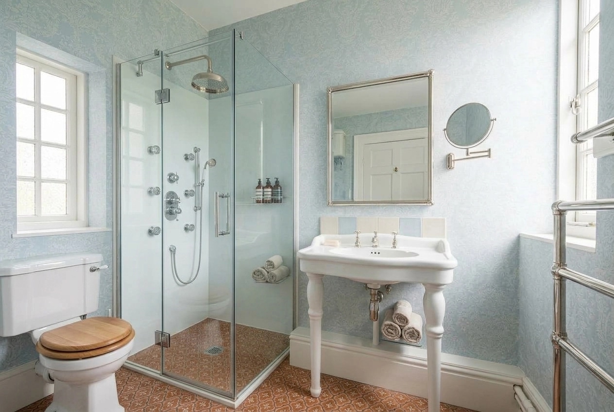 Bathroom interior in British style — photo by GenRoom AI