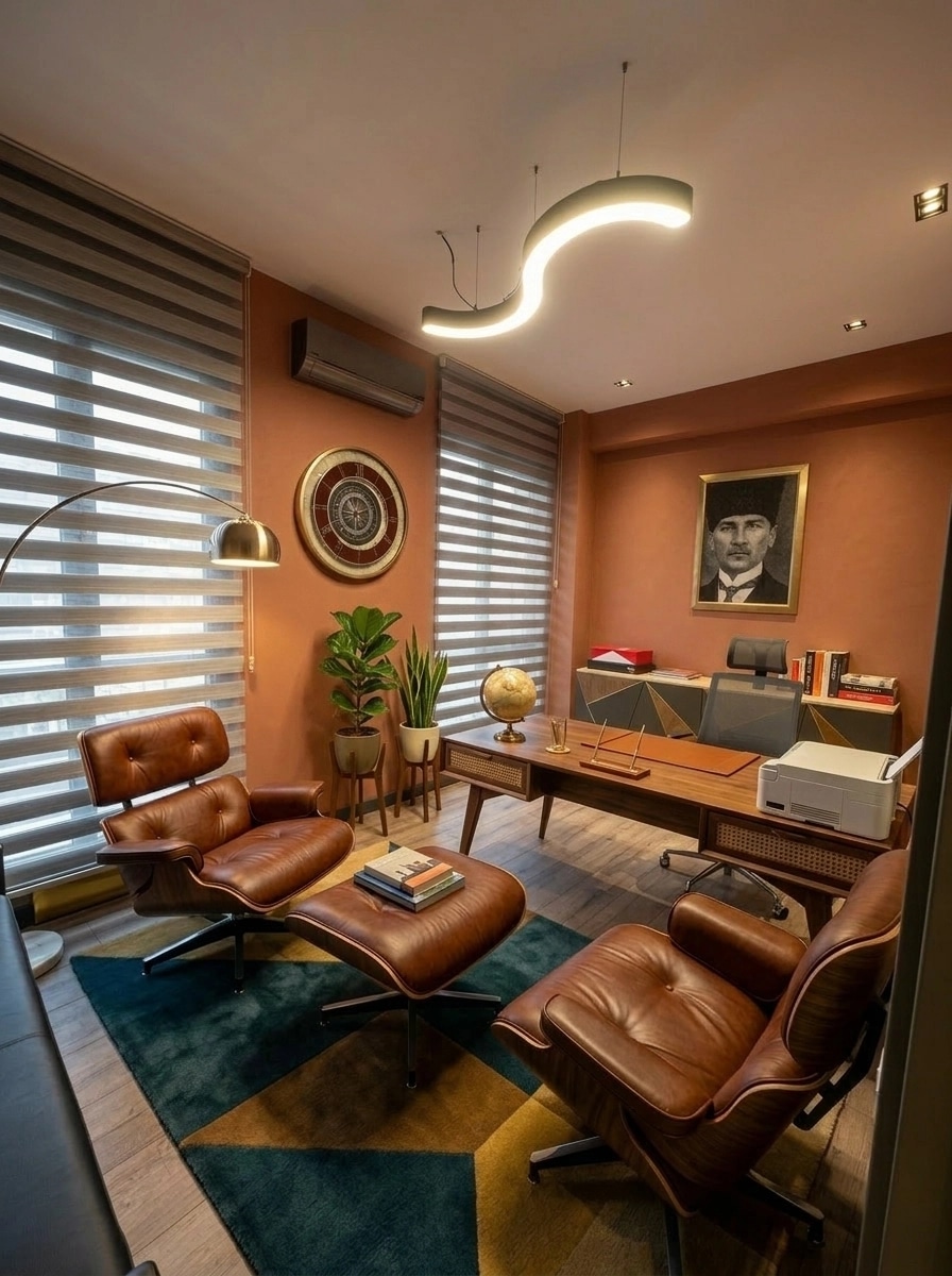 Office interior in Mid-Century Modern style — photo by GenRoom AI