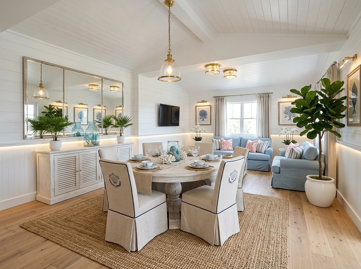 Design de interiores em estilo Coastal / Hamptons — dining_room por GenRoom AI