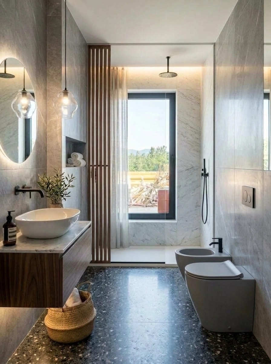 Bathroom interior in Portuguese Modern style — photo by GenRoom AI