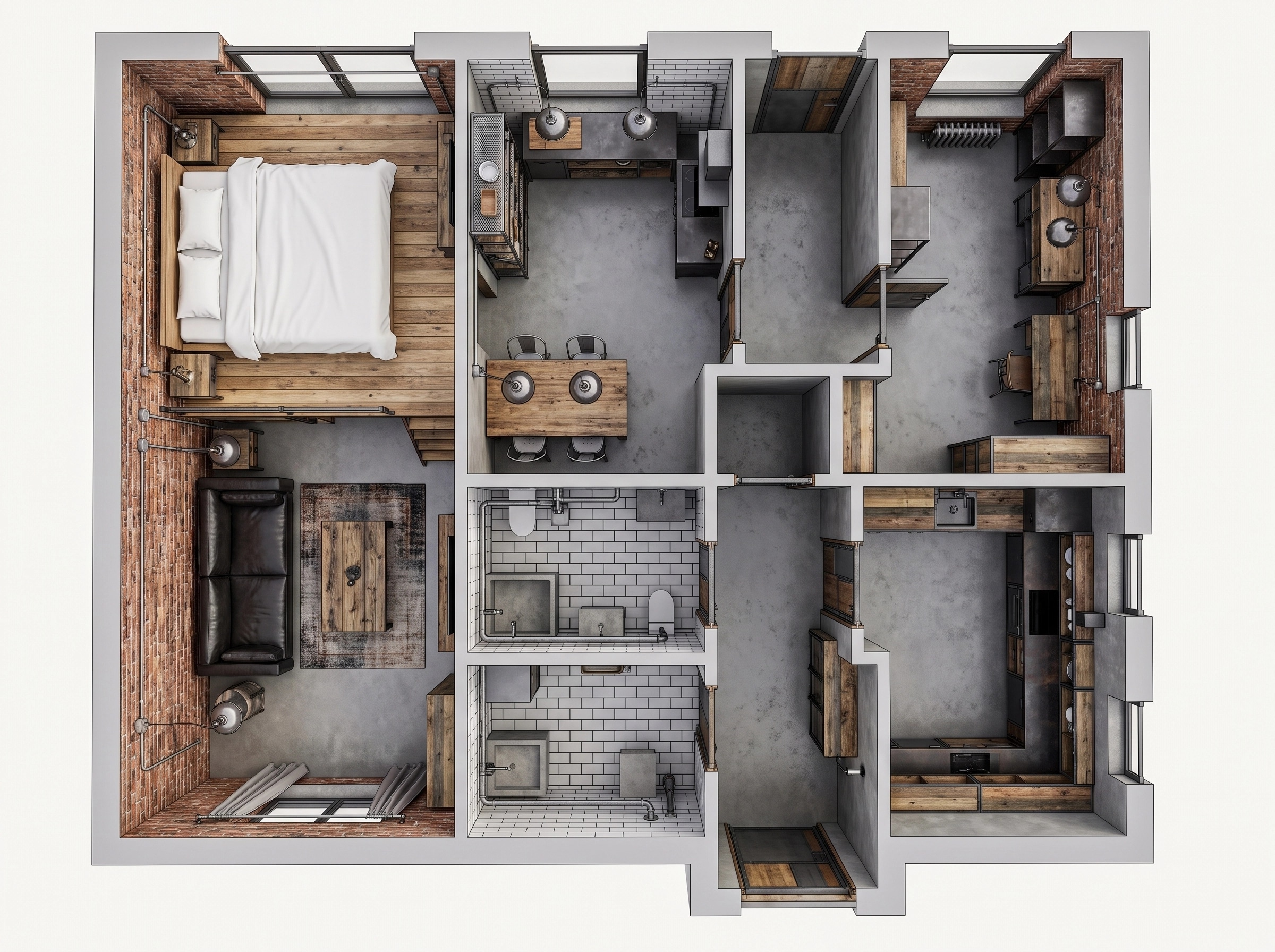 Interior design in Loft / Industrial style — Living Room by GenRoom AI