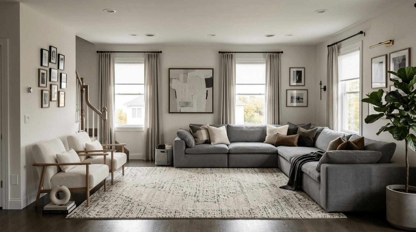 Contemporary ห้องนั่งเล่น design — interior photo by GenRoom AI
