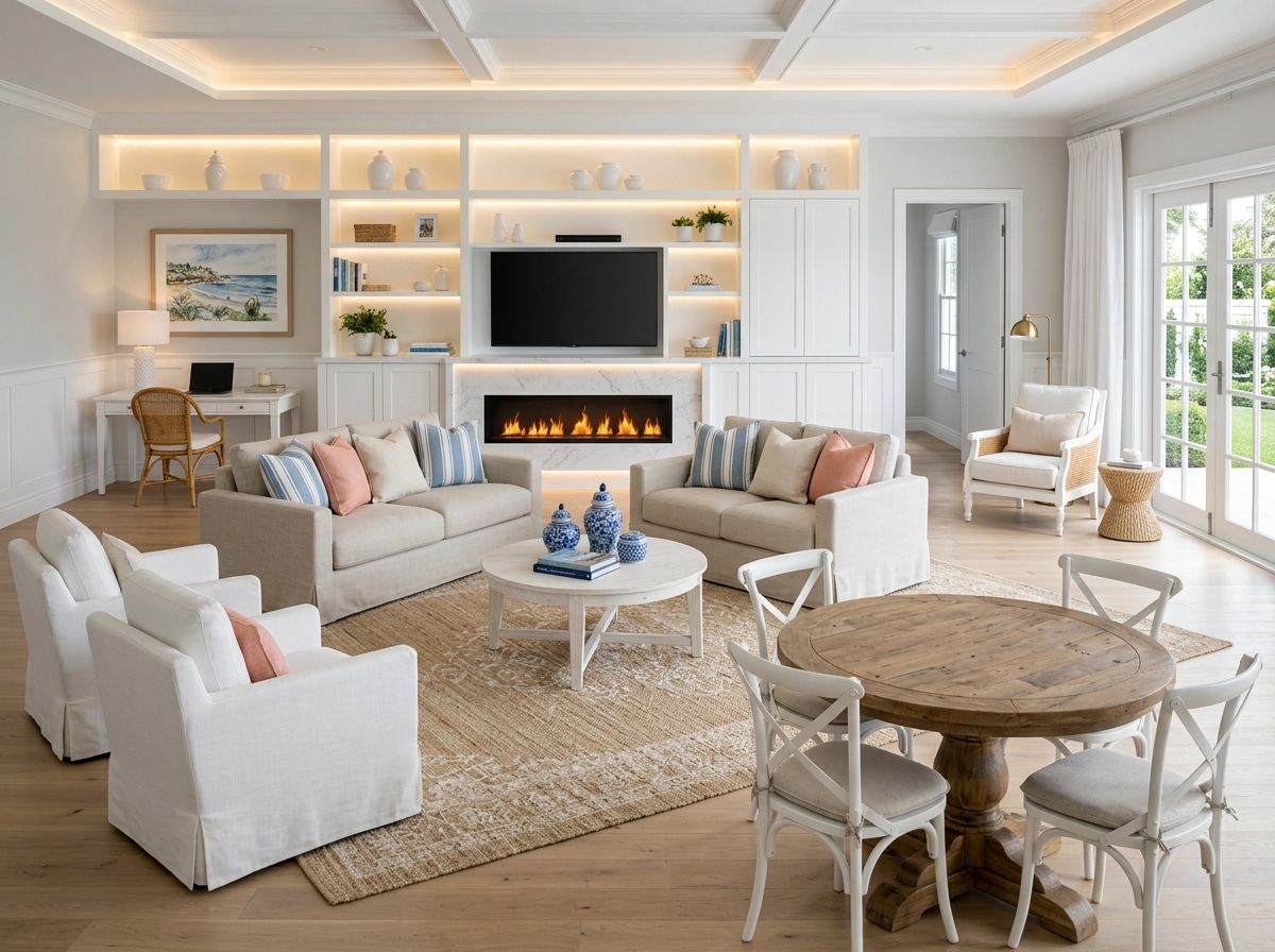Interior design in Coastal / Hamptons style — Living Room by GenRoom AI