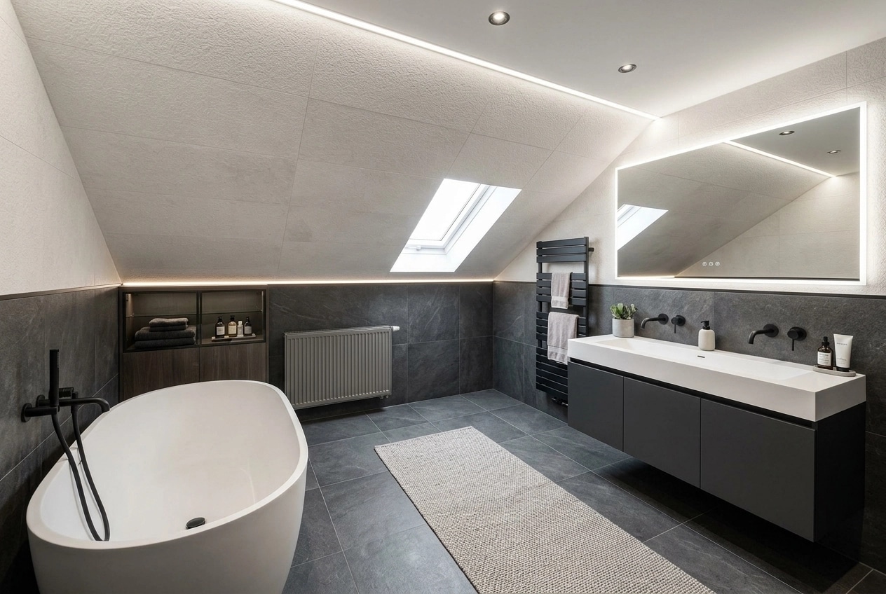 Bathroom interior in Contemporary style — photo by GenRoom AI