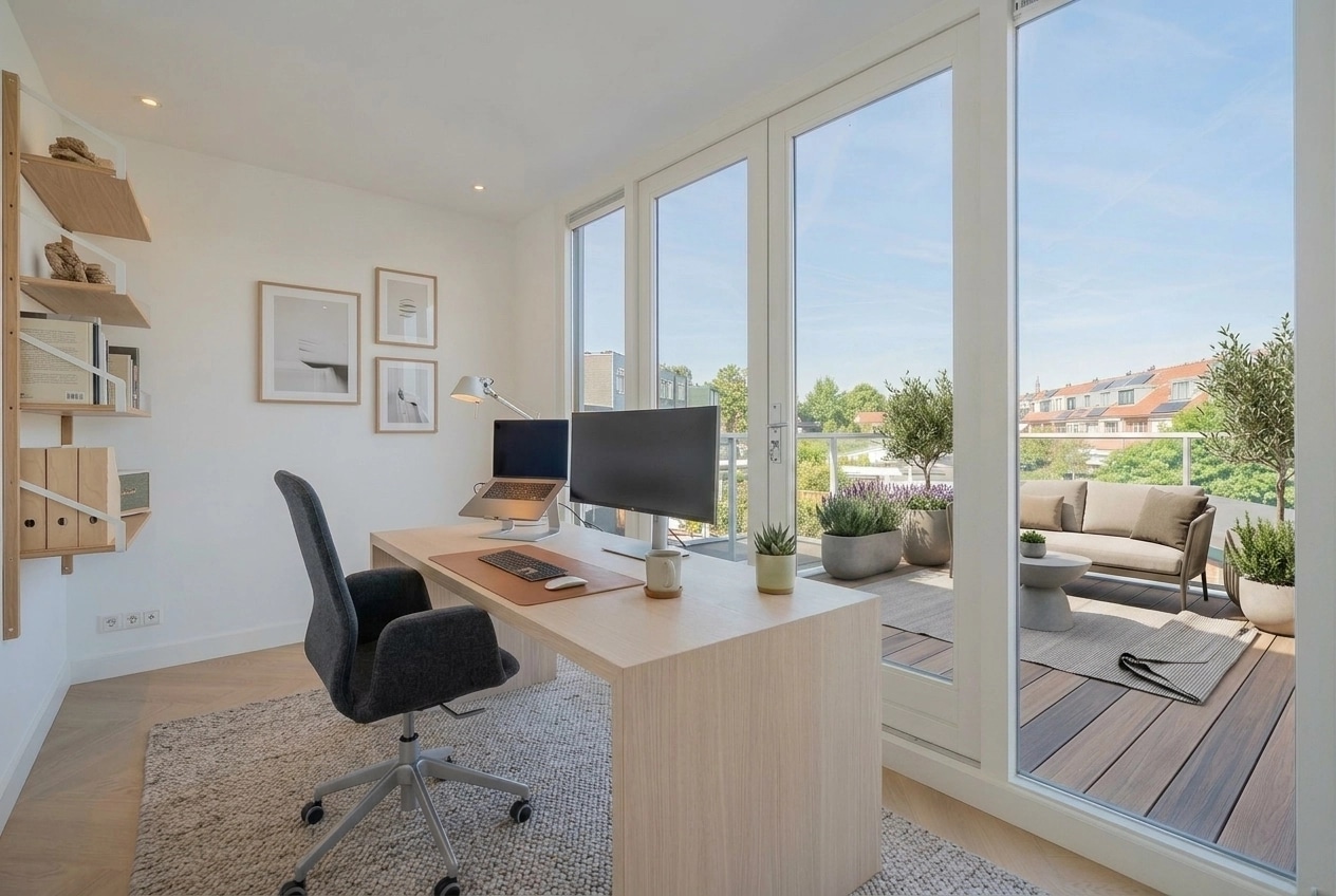 Office interior in Scandinavian style — photo by GenRoom AI