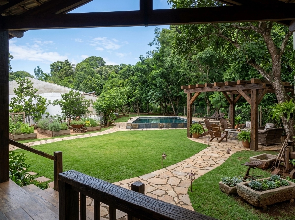Country Rustic Garden Yard design — yard photo by GenRoom AI