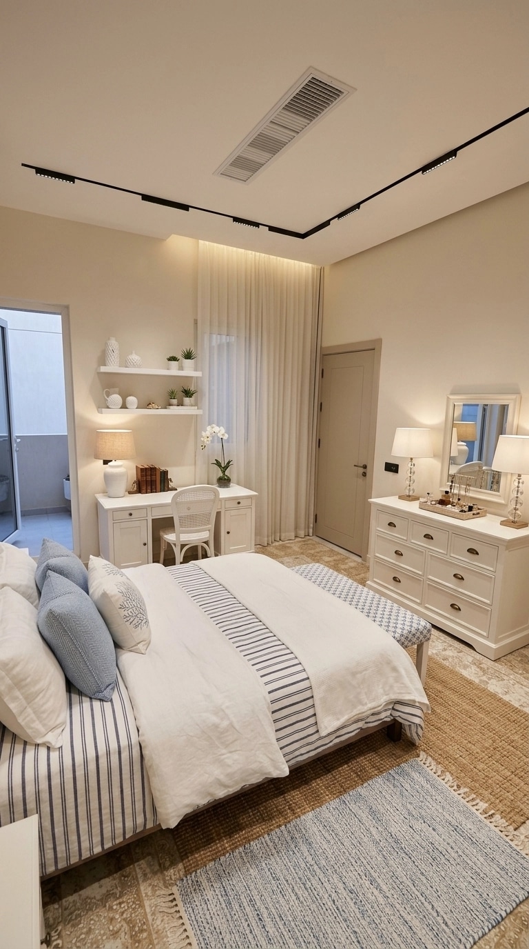 Coastal / Hamptons Bedroom design — interior photo by GenRoom AI
